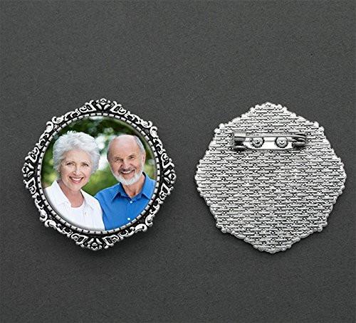 Wedding Photo Pin Brooch For Bouquet Flowers Mother of Bride or Groom Round Photo Pin