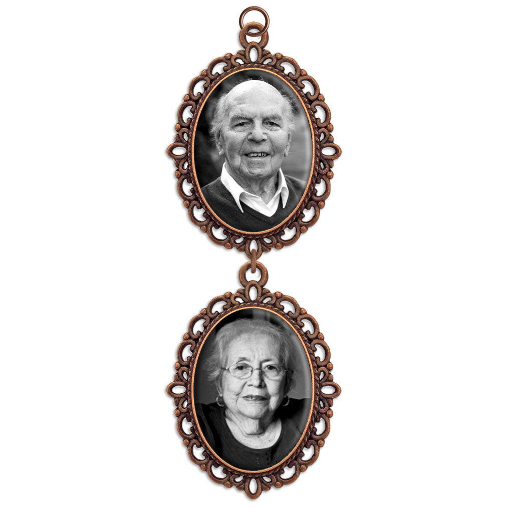 Wedding Bouquet Photo Charm Cascading Copper Double Bridal Memorial DIY Brides Flowers