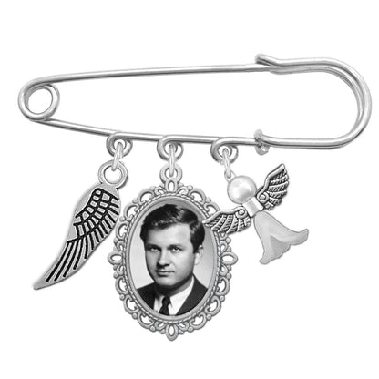 Wedding Memorial Boutonniere Pin Bouquet Charm Memorial Guardian Angel Wing for Groom Father or Mother of The Bride Groomsmen Wedding Bouquet Pin Brooch Charm