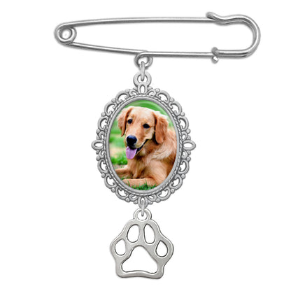 Wedding Bouquet Charm Dog Pet Memorial Paw Pet Bouquet Pin Brooch Photo Charm