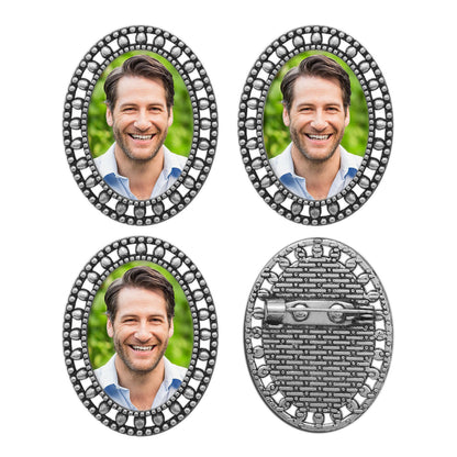 Groomsmen Gifts Groom Picture Lapel Pins Pack of 4 Memorial Wedding Oval Funeral Boutonniere Pins