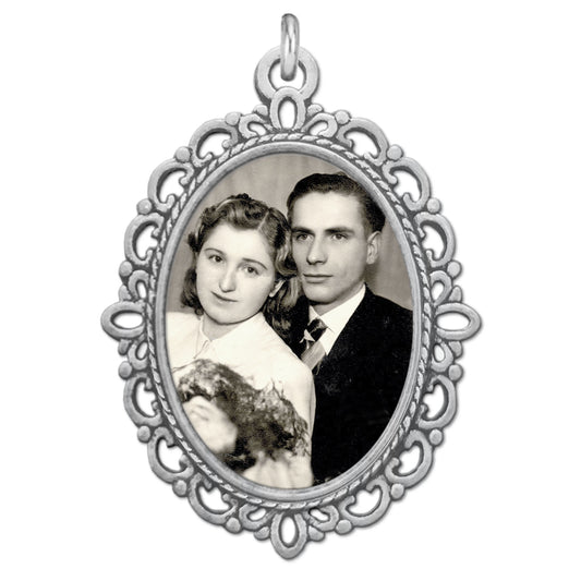 Bridal Bouquet Charm Grandpa Picture Frame Wedding Memorial Silver Finish Jewelry